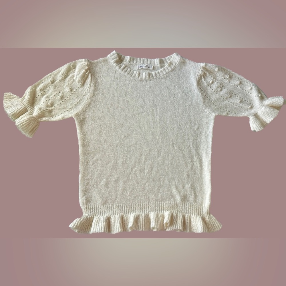Blu Pepper women’s Ivory Knit Kids Sweater.  Size S.